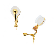 Load image into Gallery viewer, #11 国産 銀製 《ソフト》クリップ式イヤリング 突刺し付き ゴールドプレート ブラ