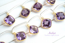 画像をギャラリービューアに読み込む, (2/10粒)宝石質 アメシスト アメジスト SV925+K18GP 枠付き 銀製フレーム