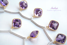画像をギャラリービューアに読み込む, (2/10粒)宝石質 アメシスト アメジスト SV925+K18GP 枠付き 銀製フレーム