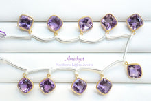 画像をギャラリービューアに読み込む, (2/10粒)宝石質 アメシスト アメジスト SV925+K18GP 枠付き 銀製フレーム