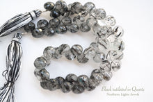 画像をギャラリービューアに読み込む, (半連/1連)上質 ブラックルチルクォーツ トルマリンインクォーツ ファセットオニオン