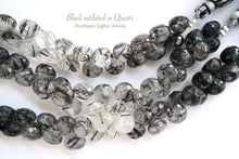 画像をギャラリービューアに読み込む, (半連/1連)上質 ブラックルチルクォーツ トルマリンインクォーツ ファセットオニオン