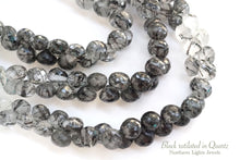 画像をギャラリービューアに読み込む, (半連/1連)上質 ブラックルチルクォーツ トルマリンインクォーツ ファセットオニオン