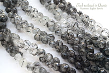 画像をギャラリービューアに読み込む, (半連/1連)上質 ブラックルチルクォーツ トルマリンインクォーツ ファセットオニオン
