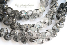 画像をギャラリービューアに読み込む, (半連/1連)上質 ブラックルチルクォーツ トルマリンインクォーツ ファセットオニオン