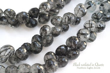 画像をギャラリービューアに読み込む, (半連/1連)上質 ブラックルチルクォーツ トルマリンインクォーツ ファセットオニオン