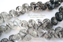画像をギャラリービューアに読み込む, (半連/1連)上質 ブラックルチルクォーツ トルマリンインクォーツ ファセットオニオン