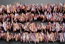 画像をギャラリービューアに読み込む, (1/4連,1/2連,1連)上質 淡水パール オレンジパープル 真ん中穴 ビワ風