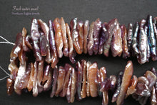 画像をギャラリービューアに読み込む, (1/4連,1/2連,1連)上質 淡水パール オレンジパープル 真ん中穴 ビワ風