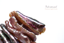 画像をギャラリービューアに読み込む, (1/4連,1/2連,1連)上質 淡水パール オレンジパープル 真ん中穴 ビワ風