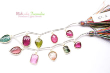 画像をギャラリービューアに読み込む, (No.1-4)宝石質 ナイジェリア産 マルチカラートルマリン SV925+K18GP 枠付き