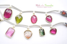 画像をギャラリービューアに読み込む, (No.1-4)宝石質 ナイジェリア産 マルチカラートルマリン SV925+K18GP 枠付き