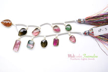 画像をギャラリービューアに読み込む, (No.1-4)宝石質 ナイジェリア産 マルチカラートルマリン SV925+K18GP 枠付き