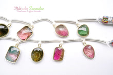 画像をギャラリービューアに読み込む, (No.1-4)宝石質 ナイジェリア産 マルチカラートルマリン SV925+K18GP 枠付き