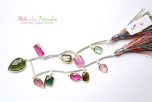 画像をギャラリービューアに読み込む, (No.1-4)宝石質 ナイジェリア産 マルチカラートルマリン SV925+K18GP 枠付き