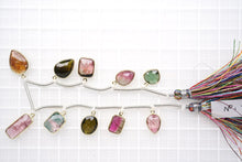画像をギャラリービューアに読み込む, (No.1-4)宝石質 ナイジェリア産 マルチカラートルマリン SV925+K18GP 枠付き