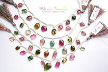 画像をギャラリービューアに読み込む, (No.1-4)宝石質 ナイジェリア産 マルチカラートルマリン SV925+K18GP 枠付き