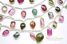 画像をギャラリービューアに読み込む, (No.1-4)宝石質 ナイジェリア産 マルチカラートルマリン SV925+K18GP 枠付き