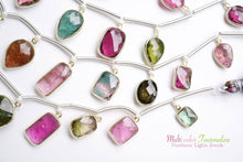 画像をギャラリービューアに読み込む, (No.1-4)宝石質 ナイジェリア産 マルチカラートルマリン SV925+K18GP 枠付き