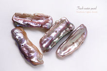 画像をギャラリービューアに読み込む, (1/4連,1/2連,1連)上質 淡水パール オレンジパープル 真ん中穴 ビワ風