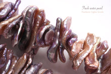 画像をギャラリービューアに読み込む, (1/4連,1/2連,1連)上質 淡水パール オレンジパープル 真ん中穴 ビワ風