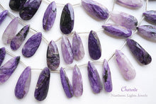 画像をギャラリービューアに読み込む, (L/LL・半連/1連)上質 チャロアイト ファセットロングペアシェイプ