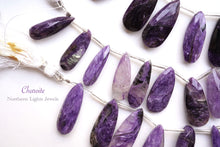 画像をギャラリービューアに読み込む, (L/LL・半連/1連)上質 チャロアイト ファセットロングペアシェイプ