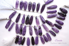 画像をギャラリービューアに読み込む, (L/LL・半連/1連)上質 チャロアイト ファセットロングペアシェイプ