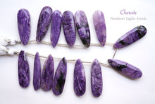 画像をギャラリービューアに読み込む, (L/LL・半連/1連)上質 チャロアイト ファセットロングペアシェイプ