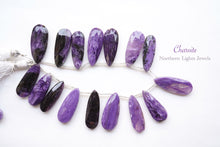 画像をギャラリービューアに読み込む, (L/LL・半連/1連)上質 チャロアイト ファセットロングペアシェイプ