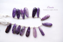 画像をギャラリービューアに読み込む, (L/LL・半連/1連)上質 チャロアイト ファセットロングペアシェイプ