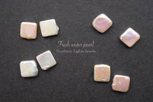 画像をギャラリービューアに読み込む, (すっきり/ぽってり)淡水パール ペア スクエア 四角形 穴なし ルース