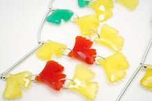 画像をギャラリービューアに読み込む, マルチカラーオニキス イチョウの葉っぱ ダブルホール 銀杏