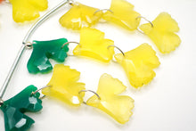 画像をギャラリービューアに読み込む, マルチカラーオニキス イチョウの葉っぱ ダブルホール 銀杏