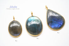 画像をギャラリービューアに読み込む, (No.1-3)宝石質 ラブラドライト 銀製枠+K18GP ペンダントトップ