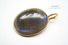 画像をギャラリービューアに読み込む, (No.1-3)宝石質 ラブラドライト 銀製枠+K18GP ペンダントトップ