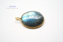 画像をギャラリービューアに読み込む, (No.1-3)宝石質 ラブラドライト 銀製枠+K18GP ペンダントトップ