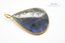 画像をギャラリービューアに読み込む, (No.1-3)宝石質 ラブラドライト 銀製枠+K18GP ペンダントトップ