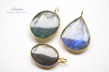 画像をギャラリービューアに読み込む, (No.1-3)宝石質 ラブラドライト 銀製枠+K18GP ペンダントトップ