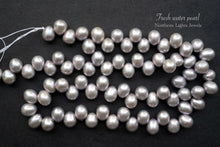 画像をギャラリービューアに読み込む, (1連40cm)淡水パール ぷっくりドロップ〜ライス クレオ穴 グレー@56円