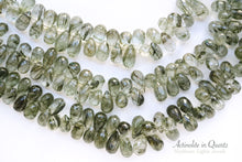 Load image into Gallery viewer, (M,L/半連,1連)宝石質 グリーンルチルクォーツ ファセットドロップ アクチノライトインクォーツ
