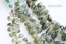 Load image into Gallery viewer, (M,L/半連,1連)宝石質 グリーンルチルクォーツ ファセットドロップ アクチノライトインクォーツ