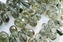Load image into Gallery viewer, (M,L/半連,1連)宝石質 グリーンルチルクォーツ ファセットドロップ アクチノライトインクォーツ