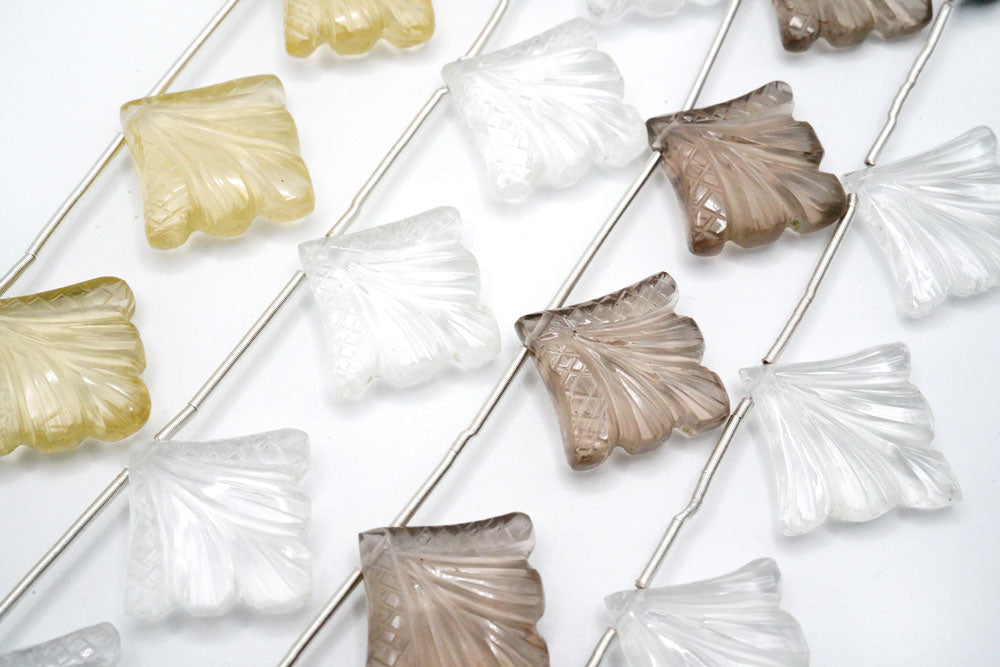 のんたん様 スモーキークォーツ リーフカービングピアス DSC00598.jpg?v=1766841142