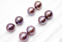画像をギャラリービューアに読み込む, 有核 淡水パール 天然色 パープル 玉虫色 ペアルース 無穴 セミラウンド