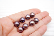 画像をギャラリービューアに読み込む, 有核 淡水パール 天然色 パープル 玉虫色 ペアルース 無穴 セミラウンド
