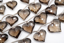 画像をギャラリービューアに読み込む, スモーキークォーツ ハートシェイプ チェッカーカット フェイス穴