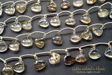 Load image into Gallery viewer, (2粒/1連)宝石質 ゴールデンルチルクォーツ K14gf ヒートン付き スムースハート