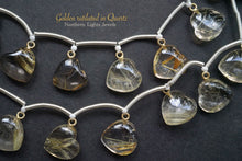 Load image into Gallery viewer, (2粒/1連)宝石質 ゴールデンルチルクォーツ K14gf ヒートン付き スムースハート