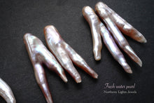 画像をギャラリービューアに読み込む, (モーブピンク/白)淡水パール ツリーブランチ ルース 上部横穴